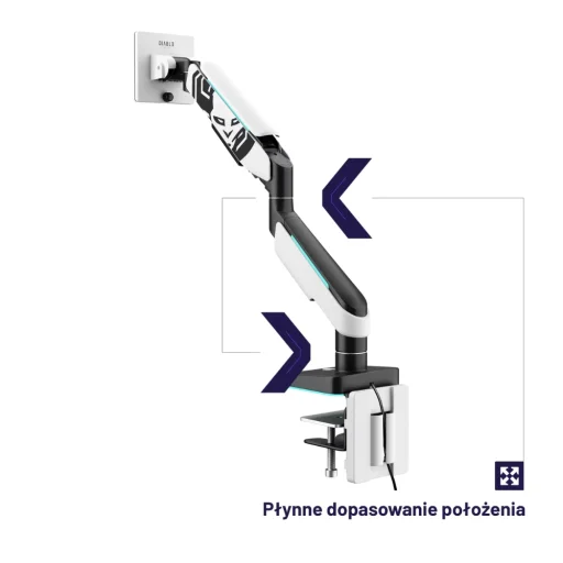 Diablo RGB X-Arm stolný držiak na monitor s LED RGB osvetlením, 17–49", bielo-čierny - 3