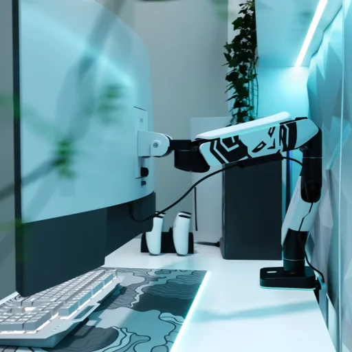 Diablo RGB X-Arm stolný držiak na monitor s LED RGB osvetlením, 17–49", bielo-čierny - 9