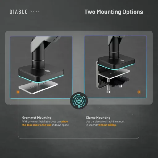 Diablo RGB X-Arm LED RGB stolné rameno na monitor 17" – 49", sivo-čierne - 8