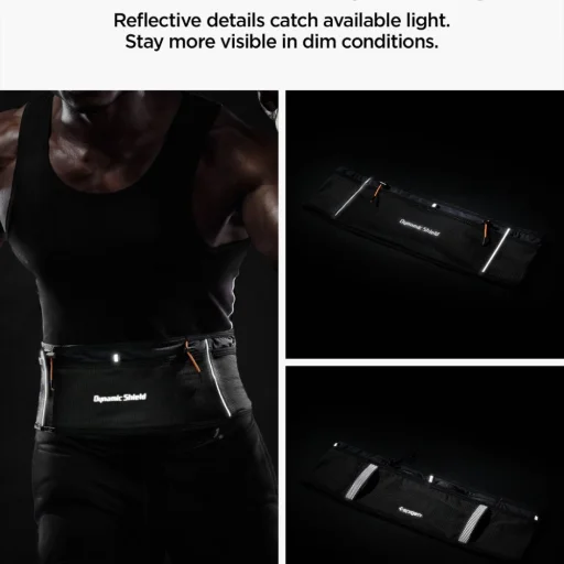 Spigen A712 Dynamic Shield športový bežecký opasok, veľkosť M - čierny - 12