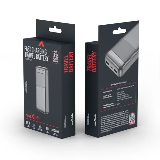 Maxlife MXPB-09 65 W 20 000 mAh külső akkumulátor, fekete - 3