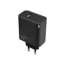 Maxlife MXTC-09-65ACC GaN sieťová rýchlonabíjačka 2x USB-C + 1x USB-A 65W, čierna