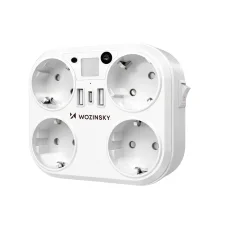 Wozinsky WRS-2B sieťová rozvodka s nočným svetlom, 4x AC, 2x USB-A, 1x USB-C, 4000 W - biela