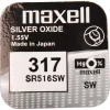 Maxell 317 SR516SW V317 strieborno-oxidová gombíková batéria 1 ks thumbnail