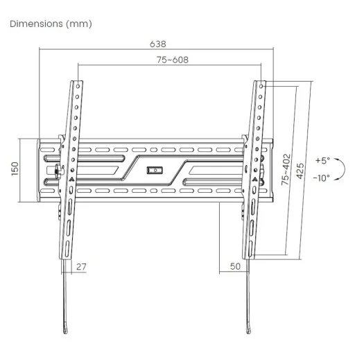 STELL SHO 5411 dönthető slim TV fali tartó 37–86", fekete, 75 kg - 14