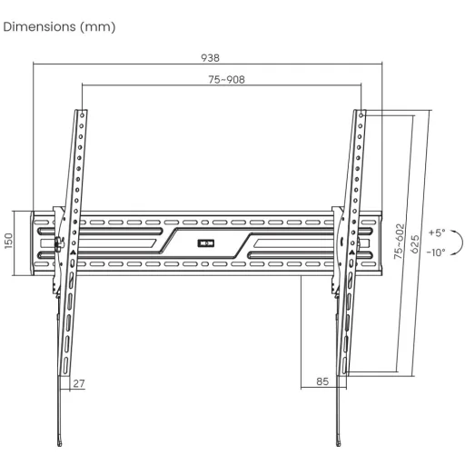 STELL SHO 5421 dönthető Slim TV fali tartó 50–100", fekete, 75 kg - 15