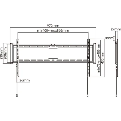 STELL SHO 7210 fix slim TV fali konzol 43–90" fekete, 75 kg - 4