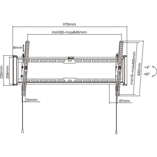 STELL SHO 7410 SLIM dönthető univerzális TV fali tartó 43–90", fekete - 5