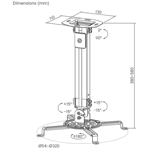STELL SHO 1096 kihúzható mennyezeti projektortartó konzol, fehér, 15 kg - 7
