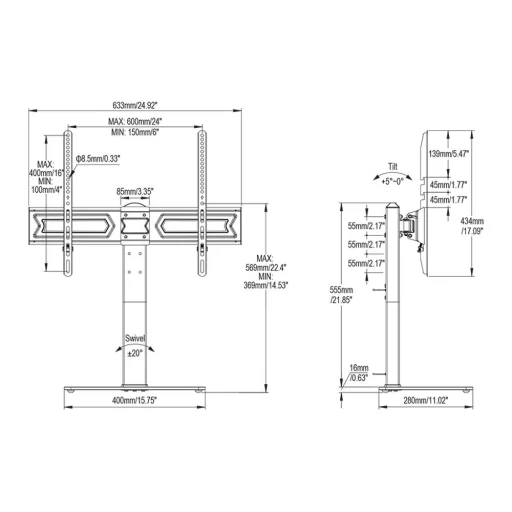 STELL SHO 4810 stolový stojan na TV 37–70", čierny, 40 kg - 7