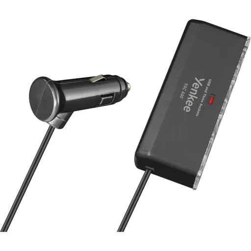 YENKEE YAC 450 autós töltőadapter 4x USB-A és 3x 12 V kimenettel, LED-kijelzővel, 100 cm kábellel - 3