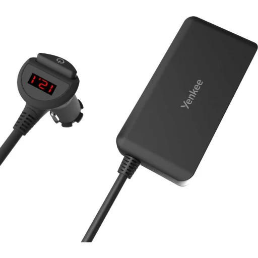 YENKEE YAC 450 autós töltőadapter 4x USB-A és 3x 12 V kimenettel, LED-kijelzővel, 100 cm kábellel - 6