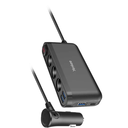 YENKEE YAC 470 autós töltőadapter 3x USB-A QC, USB-C PD és 3x 12 V kimenettel - 2