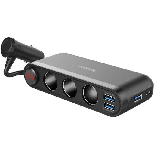 YENKEE YAC 470 autós töltőadapter 3x USB-A QC, USB-C PD és 3x 12 V kimenettel - 1