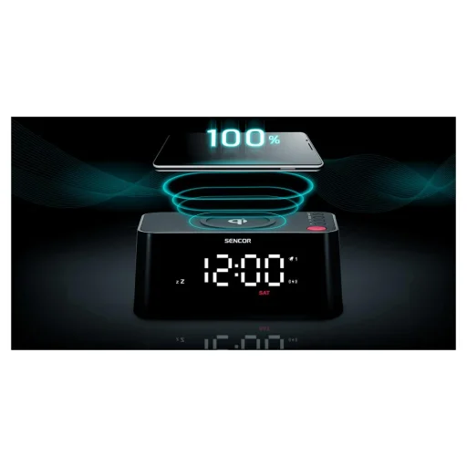 SENCOR SDC 7600 Qi digitális ébresztőóra vezeték nélküli 10 W gyorstöltővel - 4