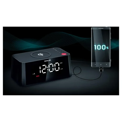 SENCOR SDC 7600 Qi digitális ébresztőóra vezeték nélküli 10 W gyorstöltővel - 6