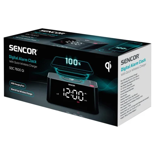 SENCOR SDC 7600 Qi digitális ébresztőóra vezeték nélküli 10 W gyorstöltővel - 10