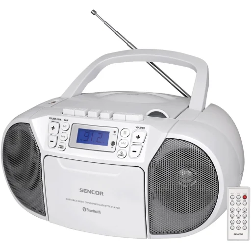 Sencor SPT 3907 W kazettás CD/MP3 rádió Bluetooth, USB és AUX csatlakozással, fehér - 1