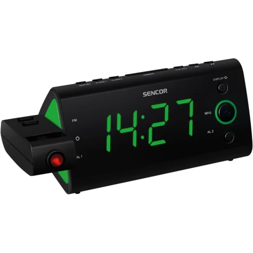 SENCOR SRC 330 GN rádiós kivetítős ébresztőóra zöld háttérvilágítással - 1
