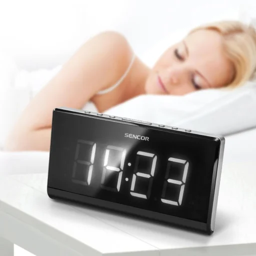 SENCOR SRC 340 kivetítős rádiós ébresztőóra fehér LED kijelzővel - 3