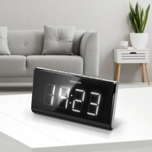 SENCOR SRC 340 kivetítős rádiós ébresztőóra fehér LED kijelzővel - 4