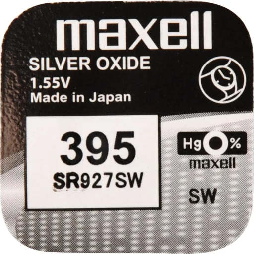 MAXELL 395/SR927SW/V395 strieborno-oxidová gombíková batéria, 1 ks - 2