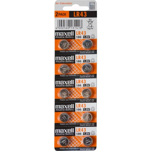 Maxell LR43/V12GA/186 alkalická gombíková batéria 10 ks - 1