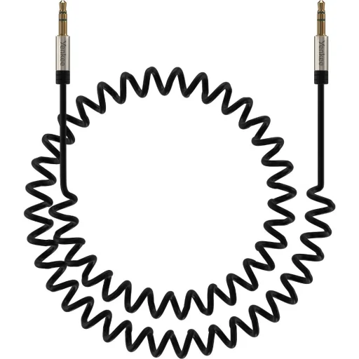 YENKEE YCA 402 BSR sztereó AUX kábel 3,5 mm jack–jack, spirál, 1,8 m - 2