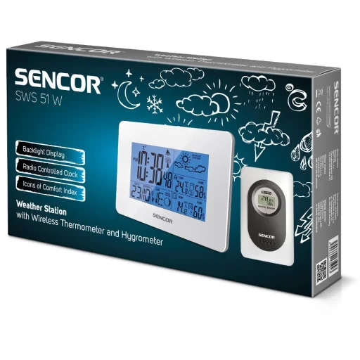 SENCOR SWS 51 W vezeték nélküli időjárás-állomás fehér - 2