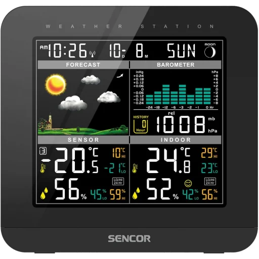 SENCOR SWS 5800 meteorológiai állomás vezeték nélküli érzékelővel, színes LCD kijelzővel - 5