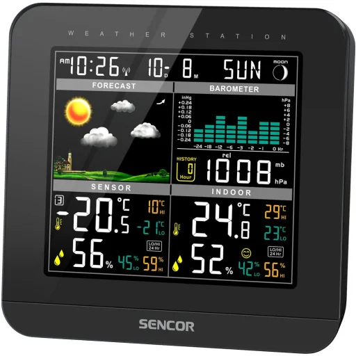 SENCOR SWS 5800 meteorológiai állomás vezeték nélküli érzékelővel, színes LCD kijelzővel - 6