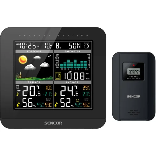 SENCOR SWS 5800 meteorológiai állomás vezeték nélküli érzékelővel, színes LCD kijelzővel - 7