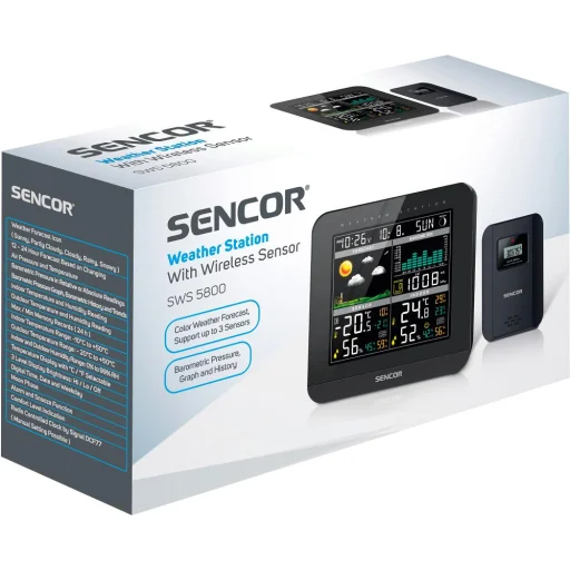 SENCOR SWS 5800 meteorológiai állomás vezeték nélküli érzékelővel, színes LCD kijelzővel - 10