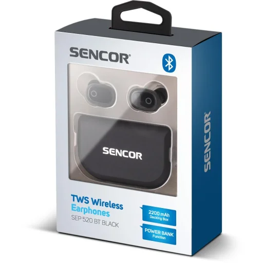 SENCOR SEP 520BT BK True Wireless Bluetooth fülhallgató 2200 mAh power bankkal, fekete - 12