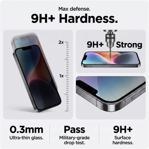 iPhone 18 Pro Max privátne tvrdené sklo Tech-Protect OneTouch Set Spy+, sada 2 ks - 9