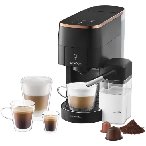 SENCOR SCC 3000BK 3in1 többkapszulás eszpresszógép tejhabosítóval, fekete - 2