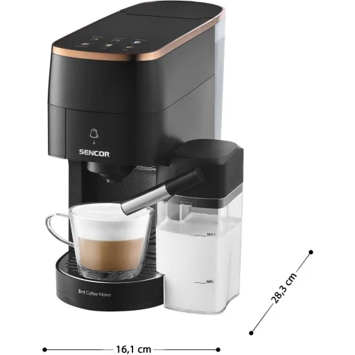 SENCOR SCC 3000BK 3in1 többkapszulás eszpresszógép tejhabosítóval, fekete - 6