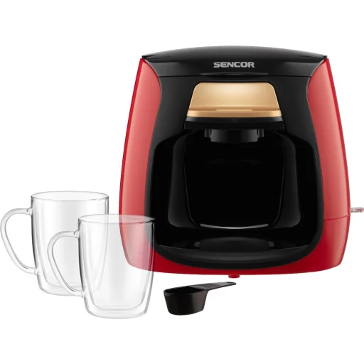 SENCOR SCE 2101RD filteres kávéfőző 0,3 l, 2 üvegcsészével - 2