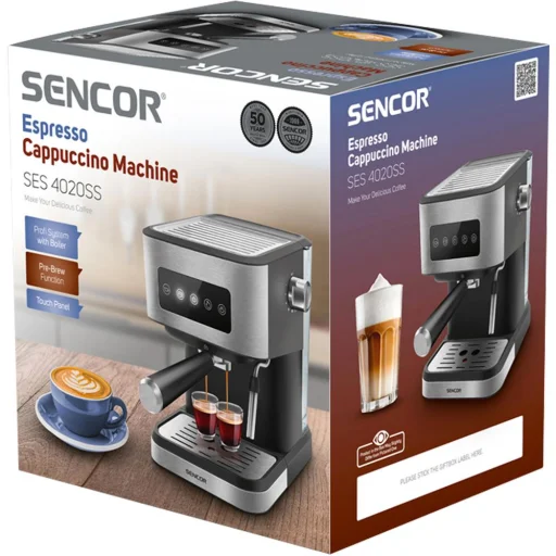 SENCOR SES 4020SS Espresso/Cappuccino kávovar, nerezovo-čierny, 20 bar - 13
