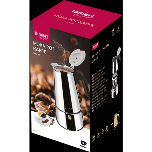 LAMART LT7077 Moka Express kotyogós kávéfőző 300 ml, 6 csészés, rozsdamentes acél, indukciós - 5