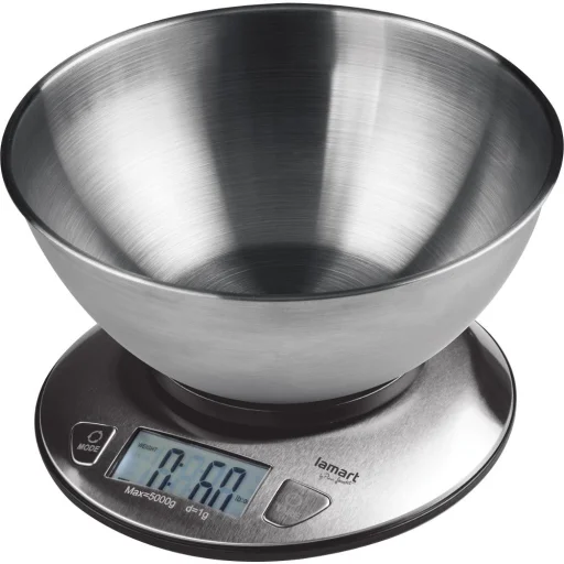 LAMART LT7070 Just konyhai mérleg rozsdamentes acél tállal, 5 kg / 1 g, 2 l - 1
