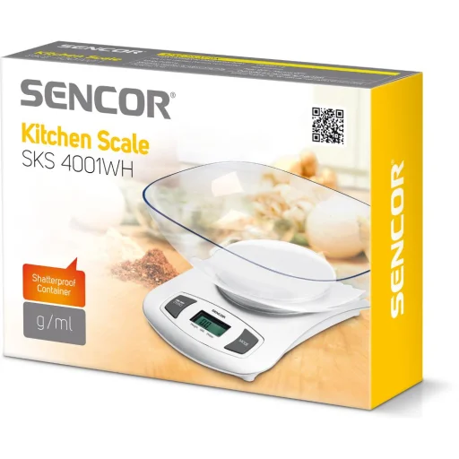 Sencor SKS 4001WH tálas konyhai mérleg 5 kg, fehér - 5