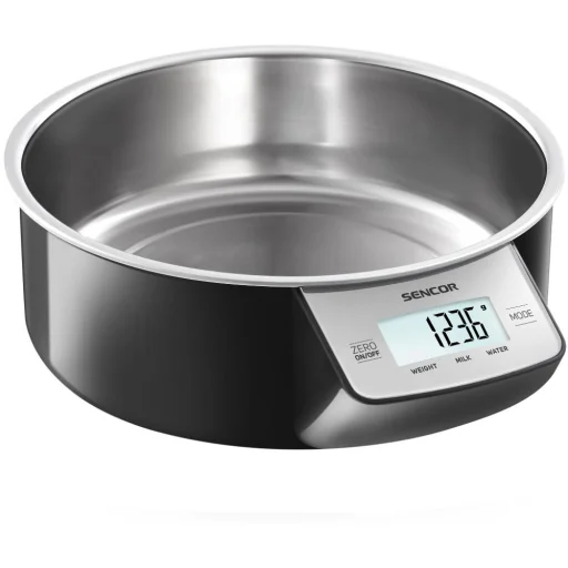 SENCOR SKS 4030BK tálas konyhai mérleg rozsdamentes acél tállal, 5 kg, fekete - 1