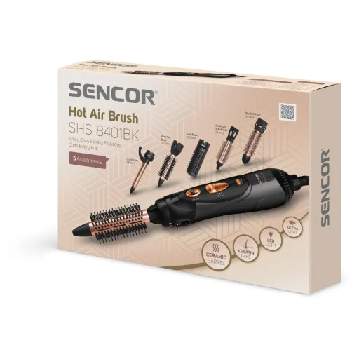 Sencor SHS 8401BK ionizációs hajformázó 5 cserélhető fejjel, 1000 W, fekete - 9
