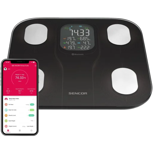 SENCOR SBS 9002BK okos fitnesz személymérleg Bluetooth kapcsolattal, fekete - 2