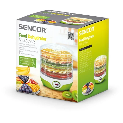 SENCOR SFD 851GR sušička ovocia, 240 W, 5 podnosov, zelená - 11