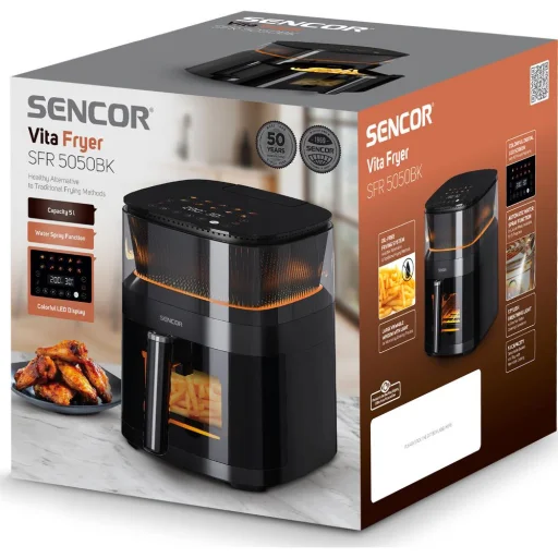 SENCOR SFR 5050BK 5 l forrólevegős fritőz vízpermetező funkcióval, fekete - 16