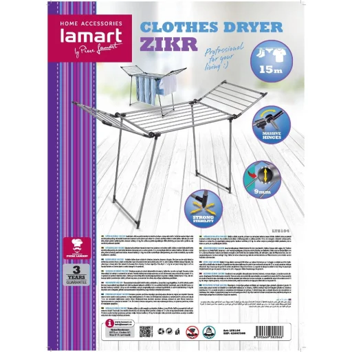 LAMART LT8104 FLOVI összecsukható ruhaszárító 15 m, 15 kg - 2