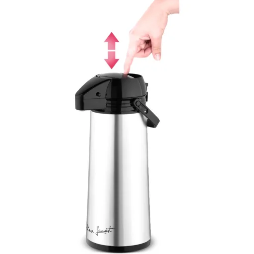 LAMART LT4037 PIST pumpás termosz üveg béléssel 1,5 l, nemesacél/fekete - 4