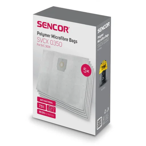 SENCOR SVCX 0350 mikroszálas porzsák SVC 3001 porszívóhoz, 5 db, 3 l - 2